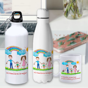 Tazas, botellas y camisetas con dibujos infantiles