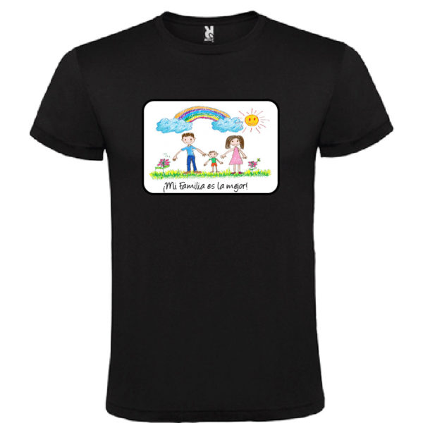 Camiseta negra pesonalizada con dibujo infantil - texto/color negro
