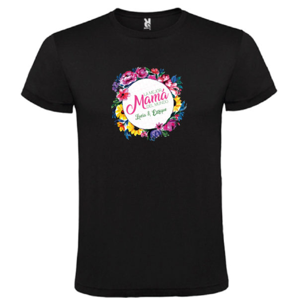 Camiseta personalizada "Flores para Mamá" - negra
