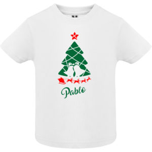Camiseta Árbol de Navidad con el trineo de Papá Noel