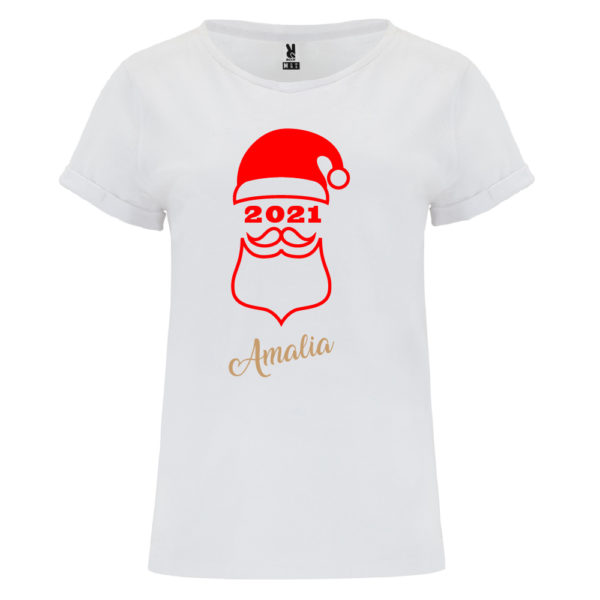 Camiseta personalizada de navidad "Papá Noel" en Rojo y Oro - Hombre Manga corta