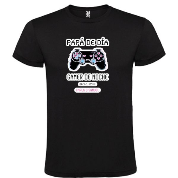 Camiseta personalizada "Papá Gamer mando negro" - negra