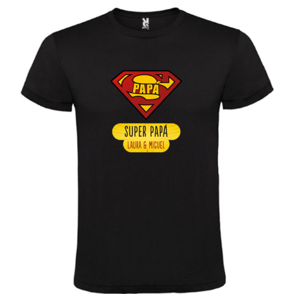 Camiseta personalizada "Super Papá" - negra