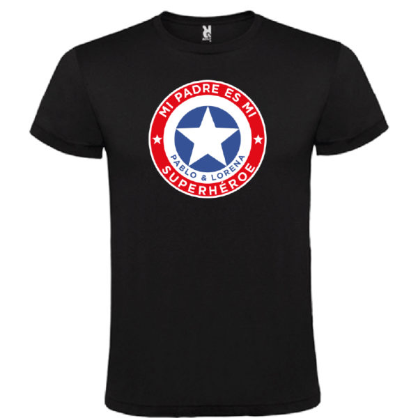 Camiseta personalizada "Mi padre es Super Capitán" - negra