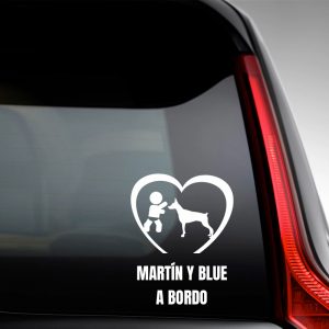 Pegatina de Vinilo Bebé a Bordo Chico y Perro – “Blue”