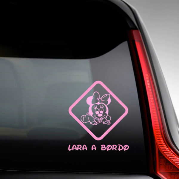 Pegatina Bebé a Bordo - Minnie Baby rosa en la luna del coche